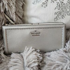 Silver Kate Spade Wallet 6.75 x 3.5”